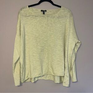 Eileen Fisher Size L Sweater Yellow/Green Organic Linen and Cotton Oversized